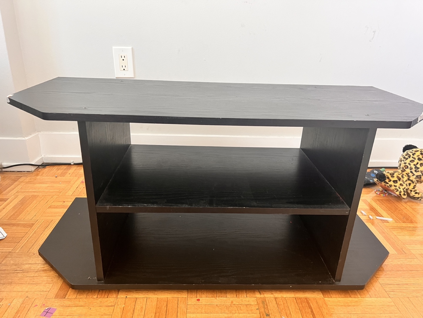 Black TV Stand with Two Shelves