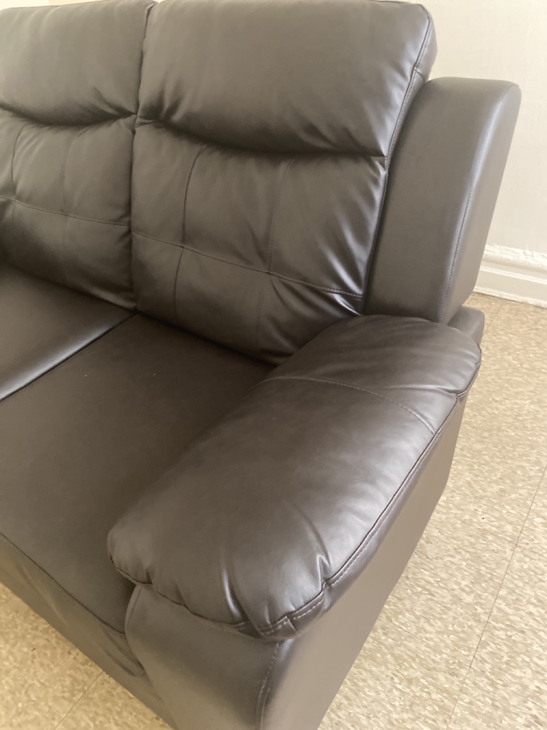 Black Faux Leather Loveseat - photo 3