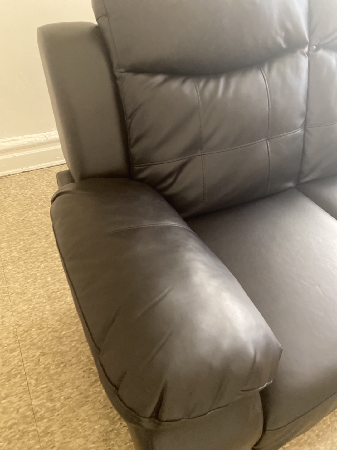 Black Faux Leather Loveseat - photo 2