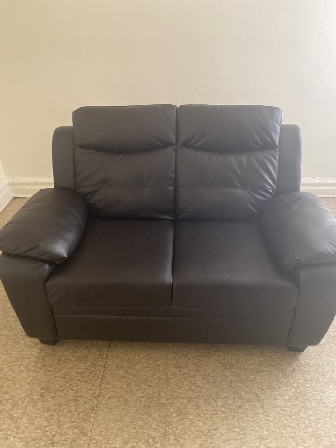 Black Faux Leather Loveseat