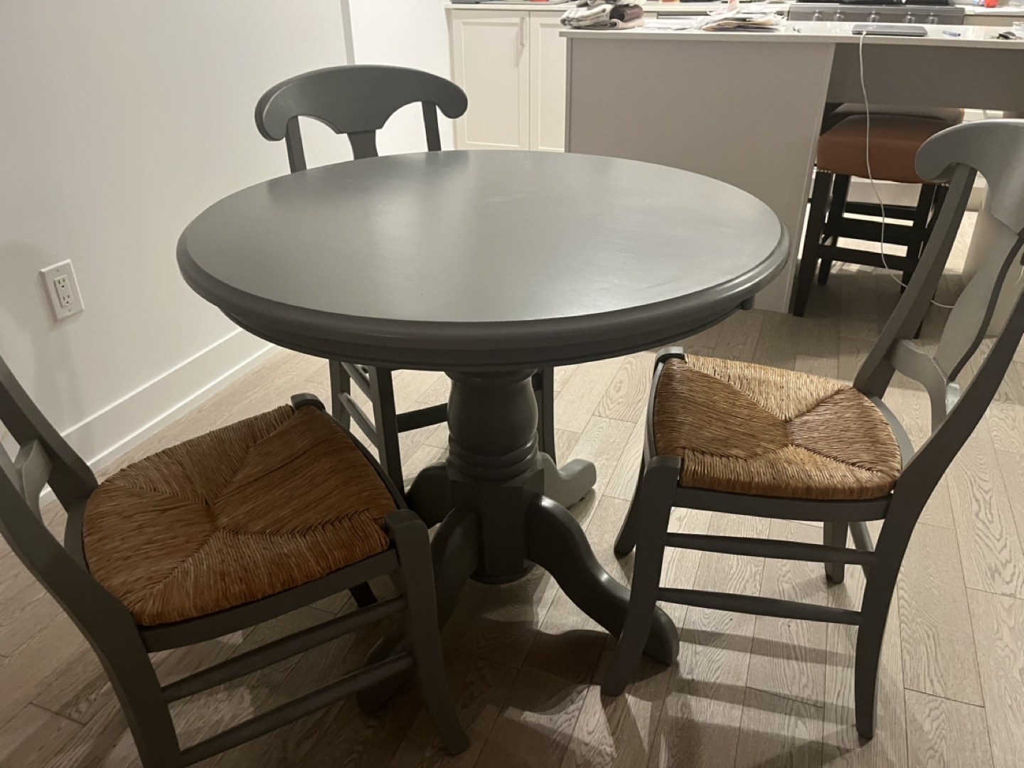 Round Grey Dining Table Set with Three Chairs - photo 2