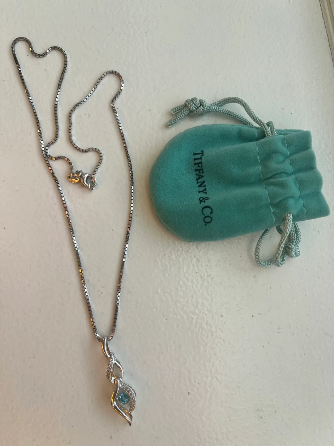 Tiffany & Co. Blue Topaz and Diamond Pendant Necklace image indicator(2)