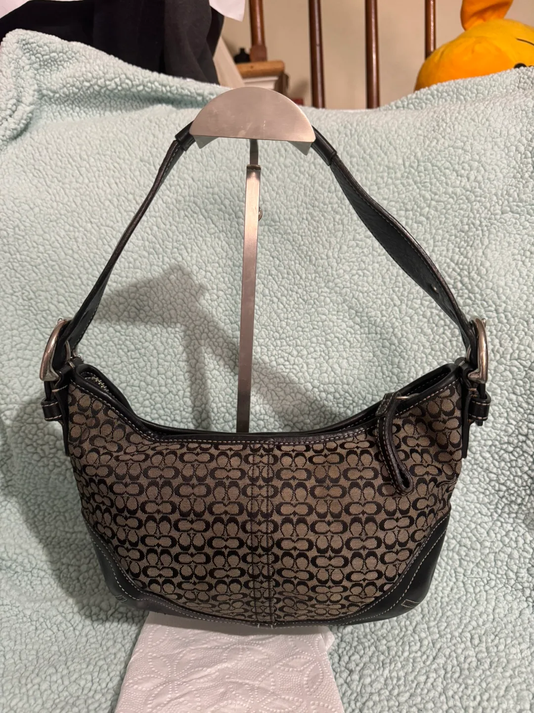 Coach Signature C Black & Brown Leather Shoulder Bag thumbnail