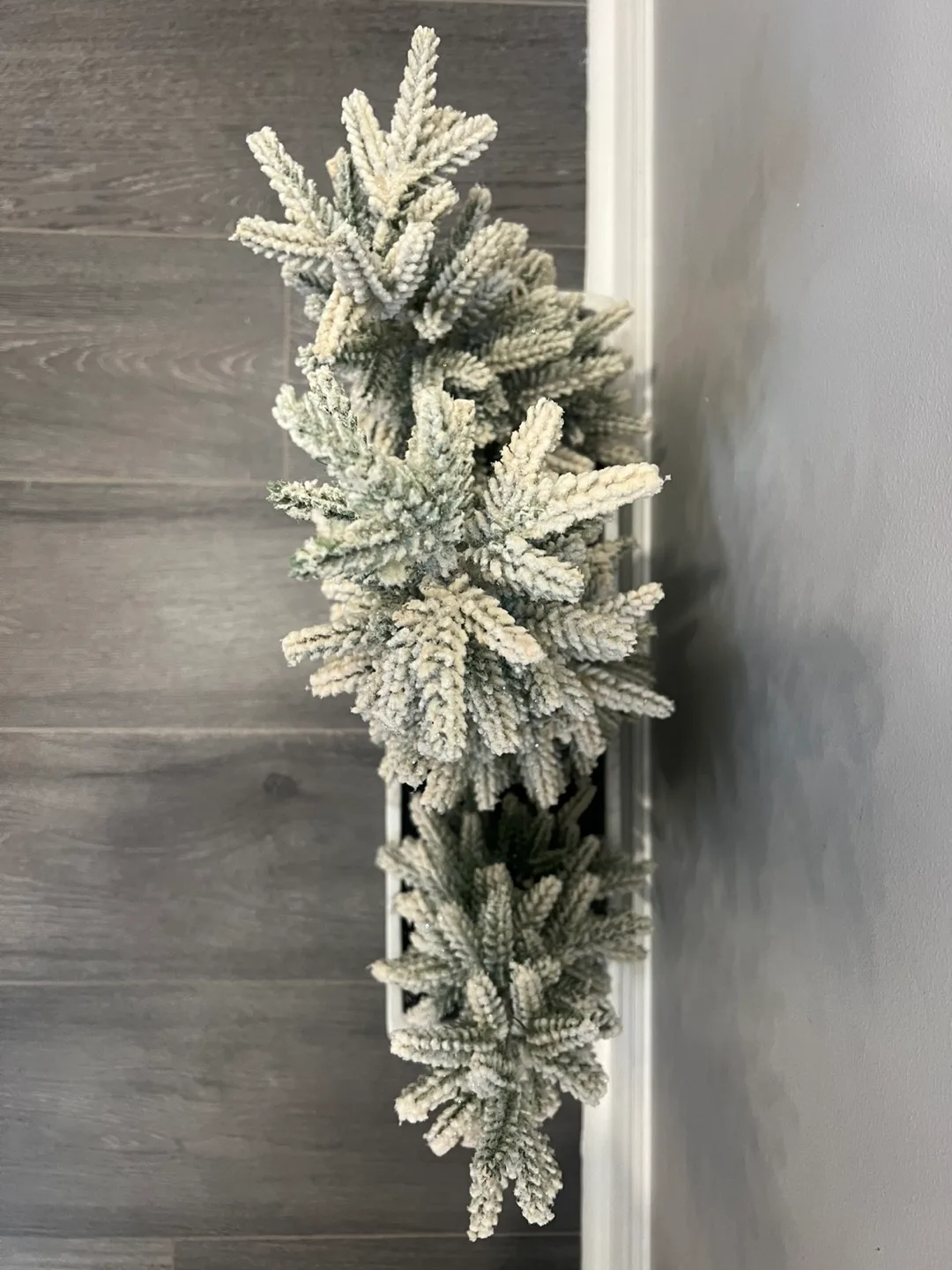 3 flocked mini artificial Xmas trees in marble style planter image indicator(3)