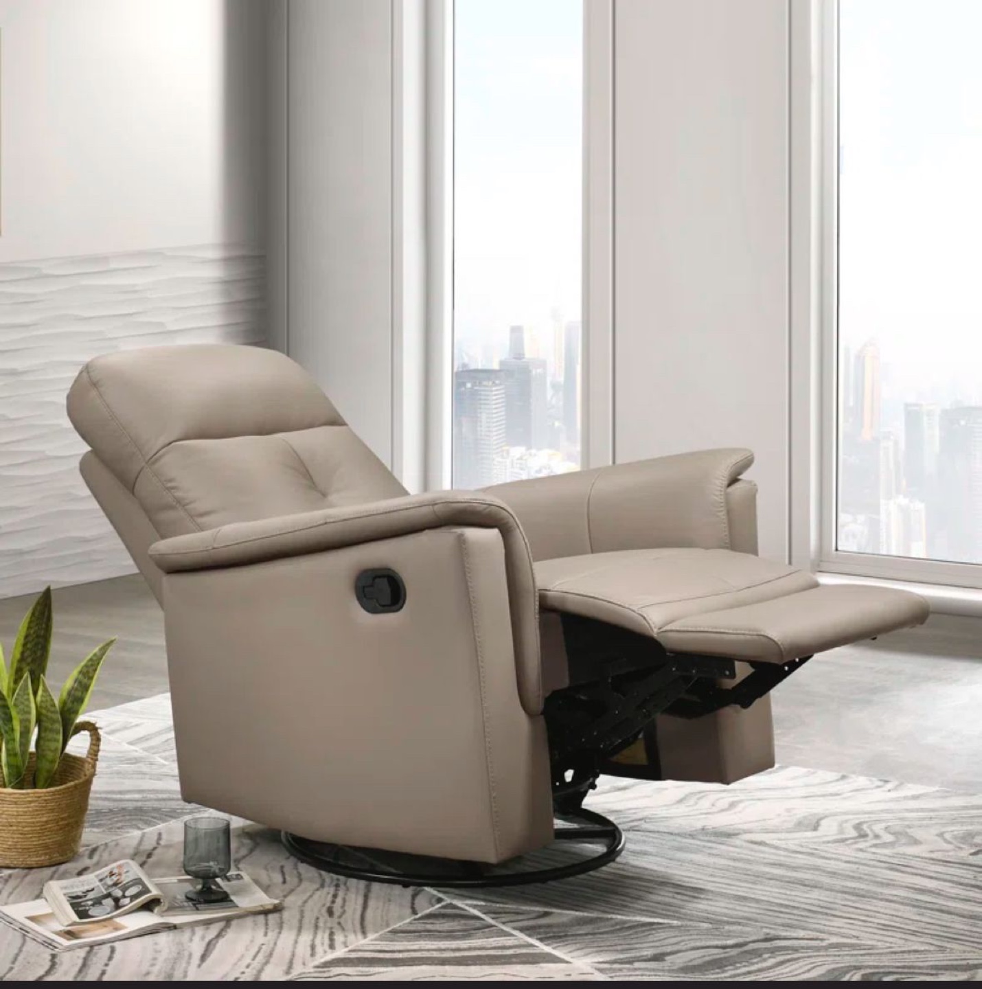 Borkovany 35.5"W Pillow-Top Arm Genuine Leather Recliner
