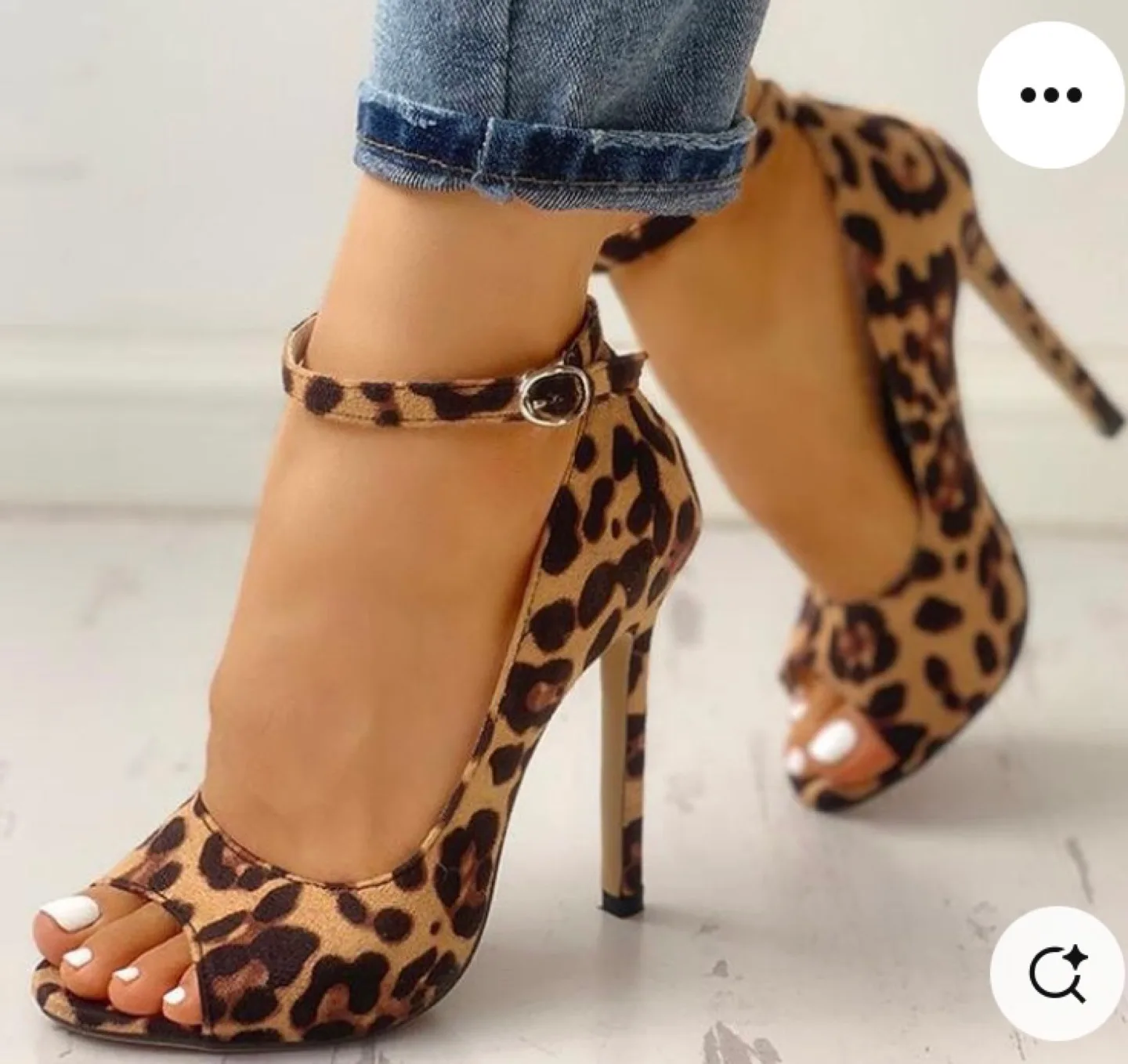 Nine West Paoletta Peep-Toe Leopard Print Heels image indicator(8)