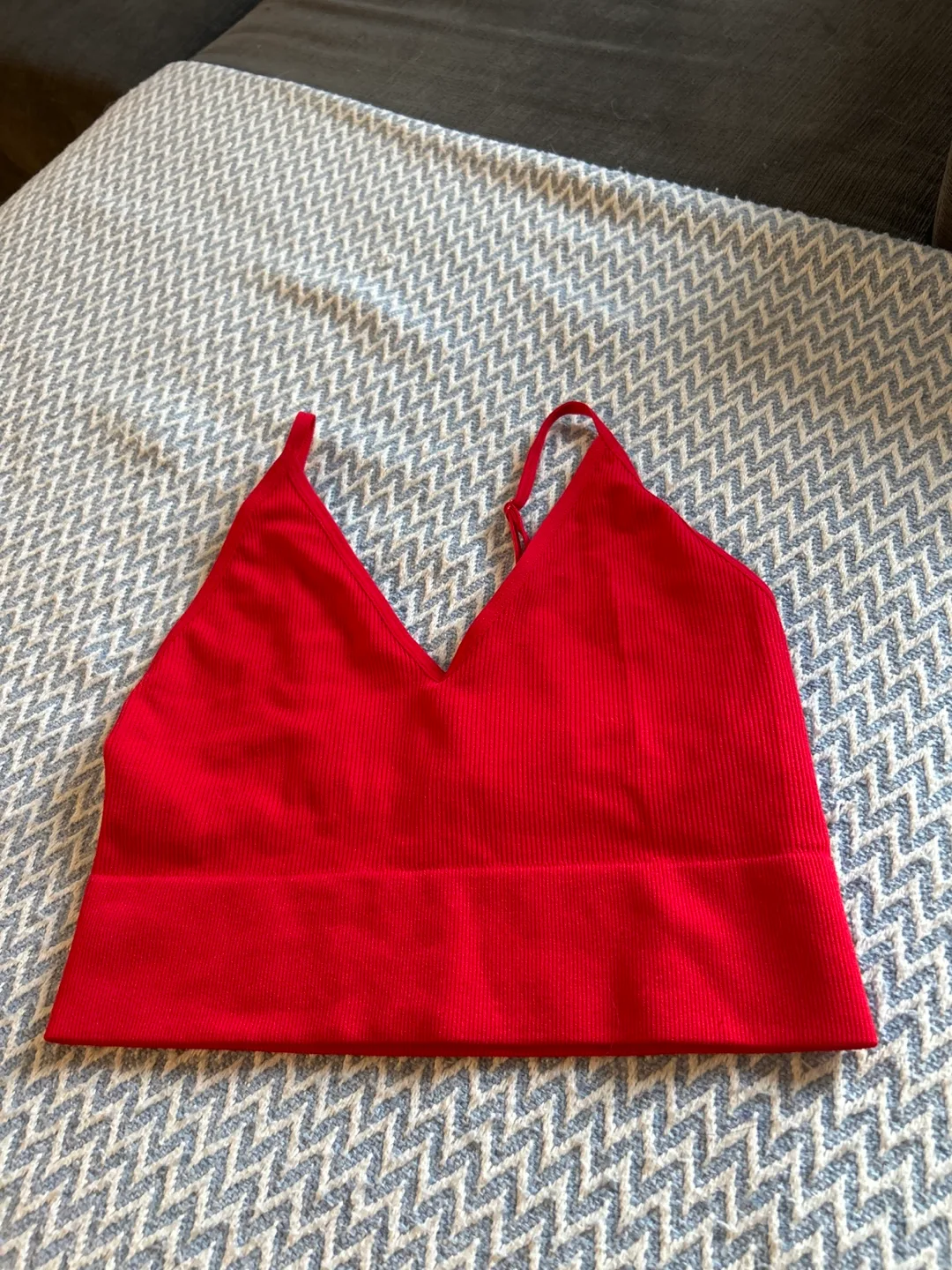 Red Ribbed Seamless Bralette shirt thumbnail