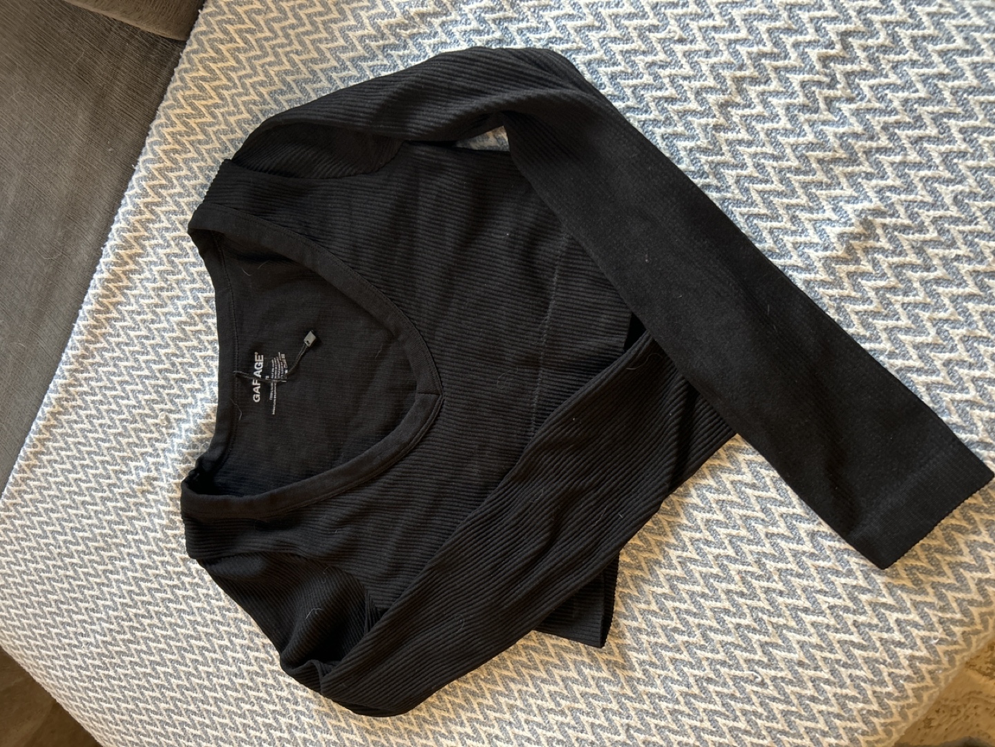 GARAGE Black Ribbed Long Sleeve Crop Top