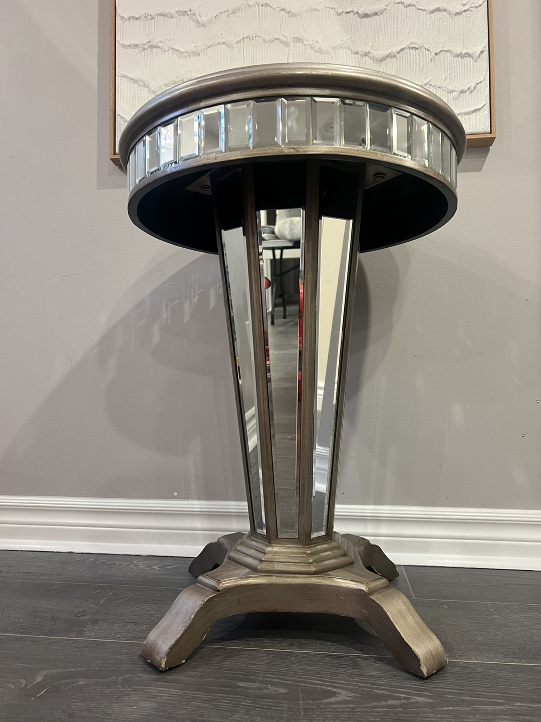 Glam Mirrored Side Table / Pedestal Accent Table - photo 4