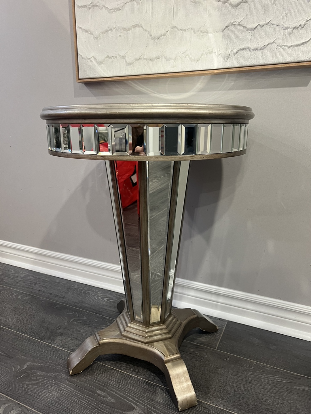 Glam Mirrored Side Table / Pedestal Accent Table - photo 5