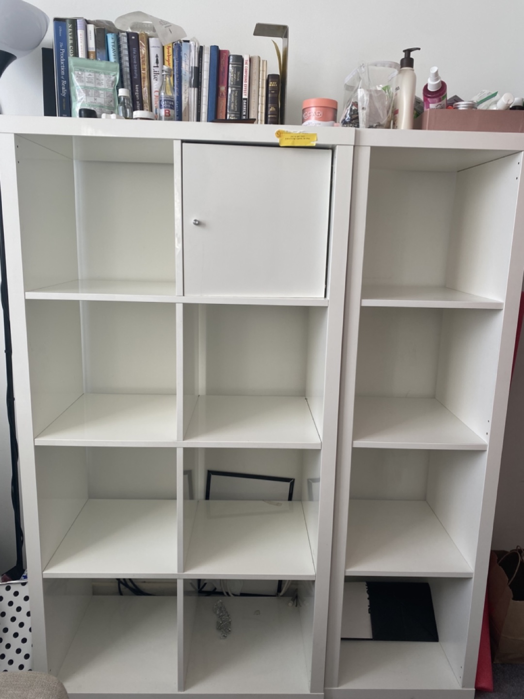 Two IKEA Kallax Shelving Units