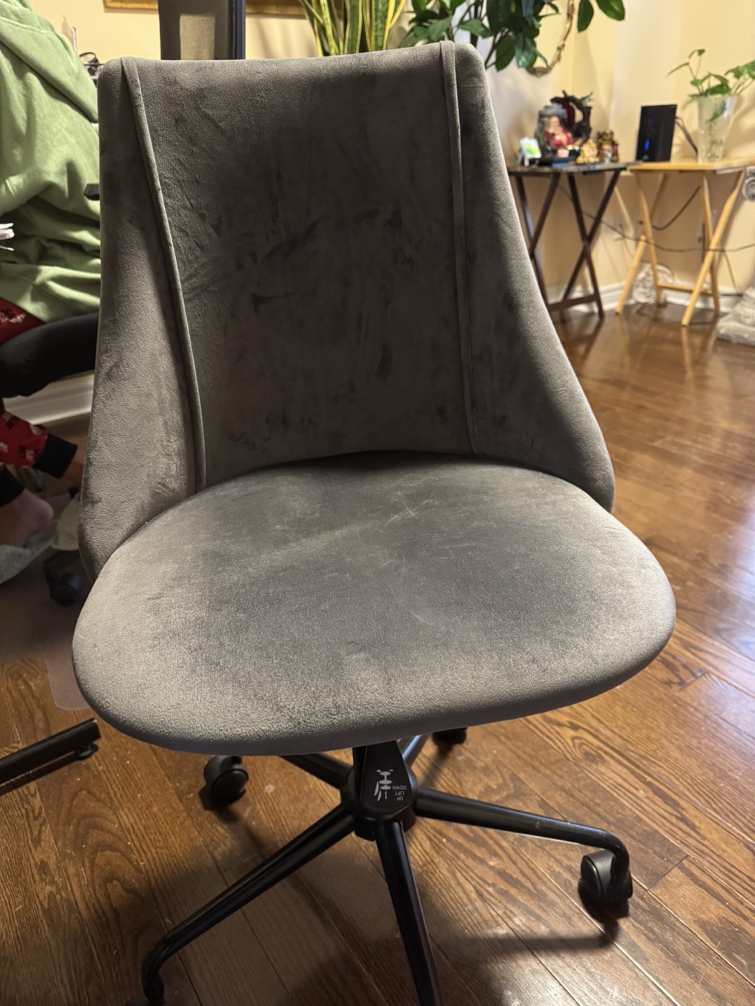 Grey Velvet office chair - photo 3
