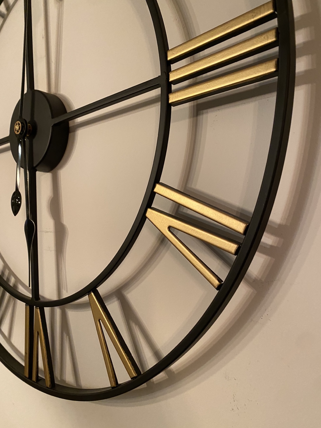 Large Black and Gold Roman Numeral Wall Clock - photo 4