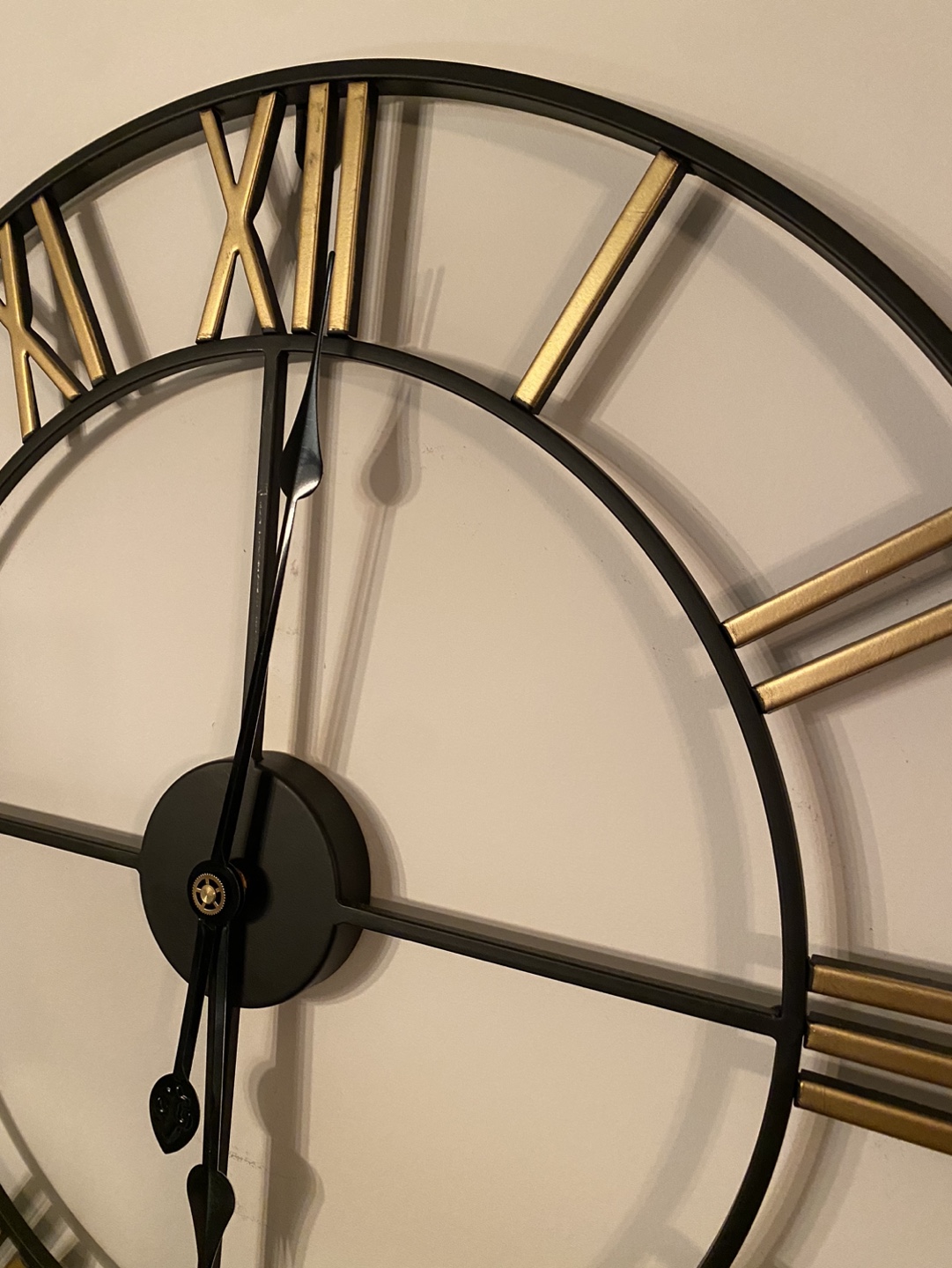 Large Black and Gold Roman Numeral Wall Clock - photo 3