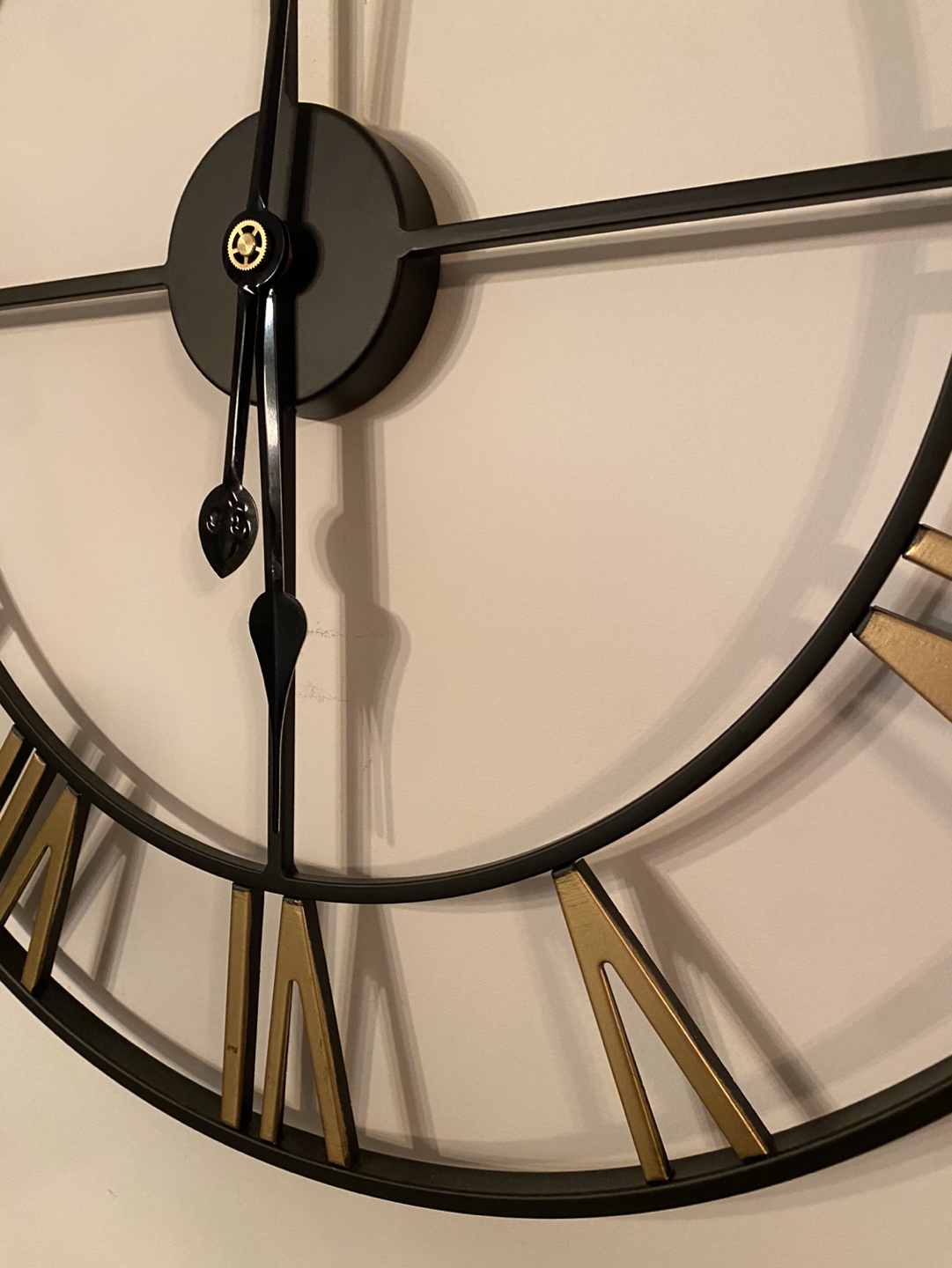 Large Black and Gold Roman Numeral Wall Clock - photo 5