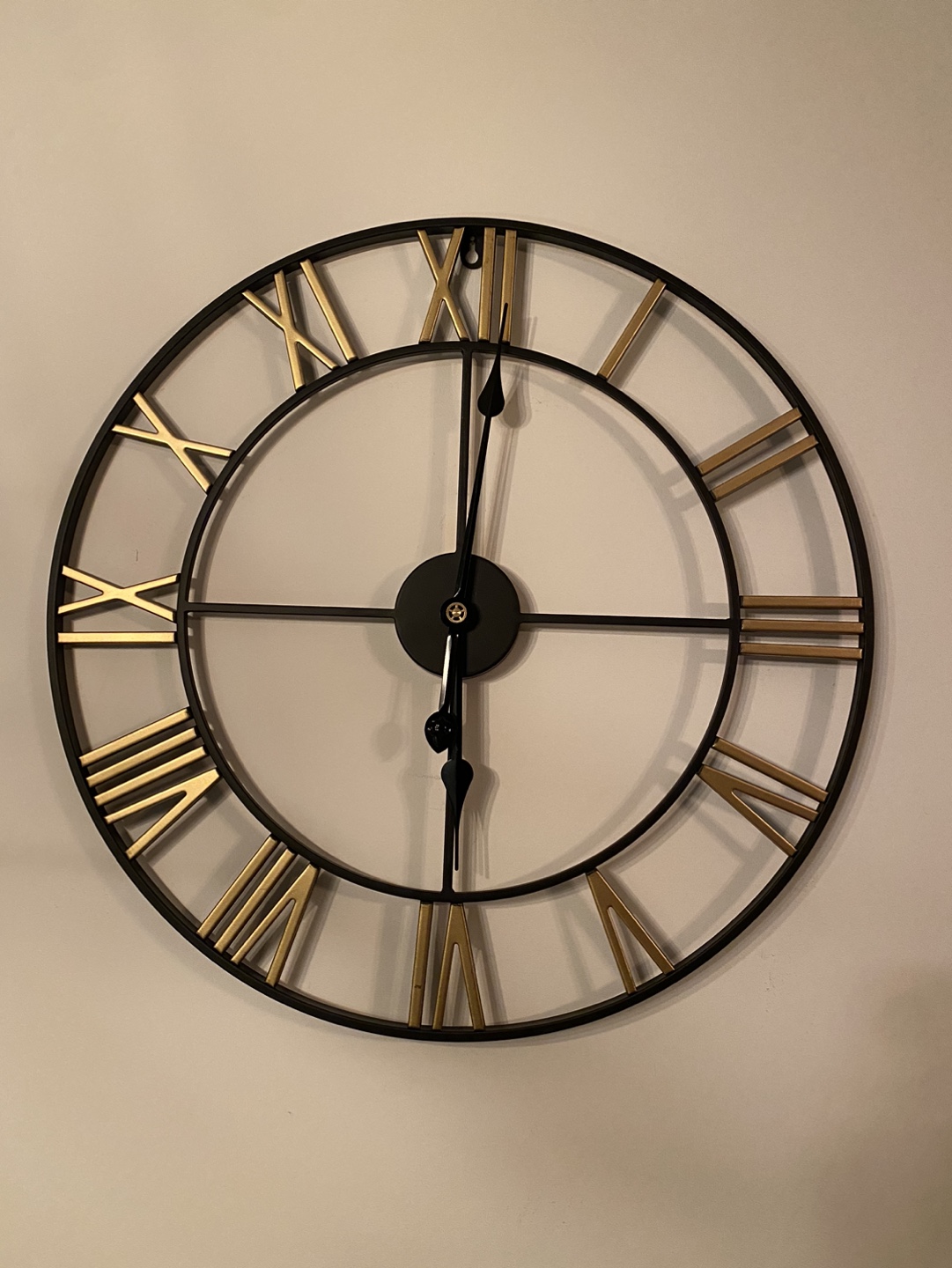 Large Black and Gold Roman Numeral Wall Clock