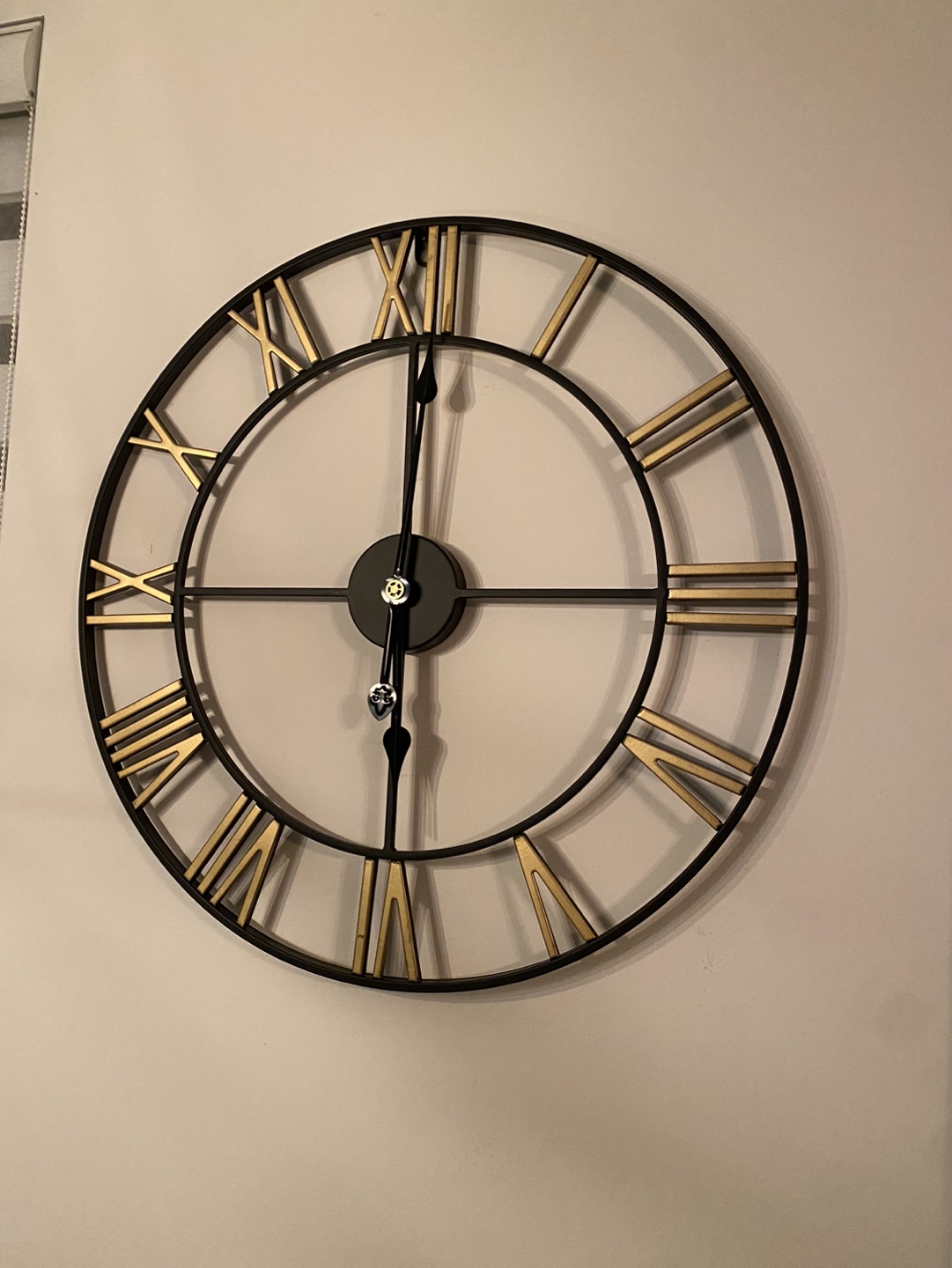 Large Black and Gold Roman Numeral Wall Clock - photo 2