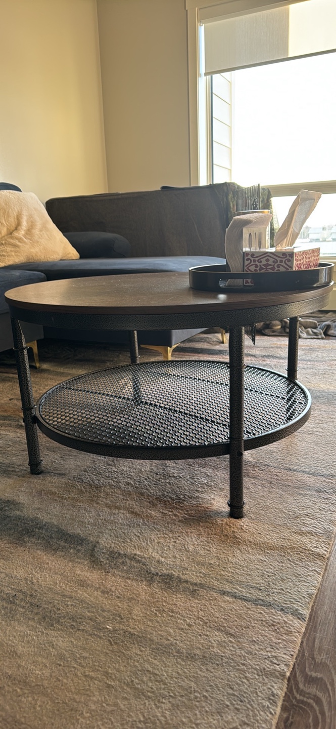 Round Coffee Table with Lower Shelf