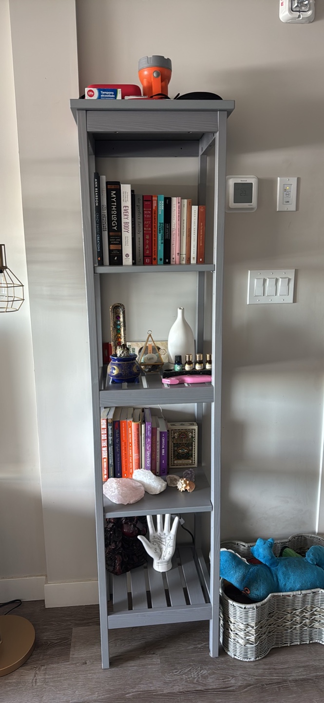 Grey Wooden Bookshelf - 5 Shelves
