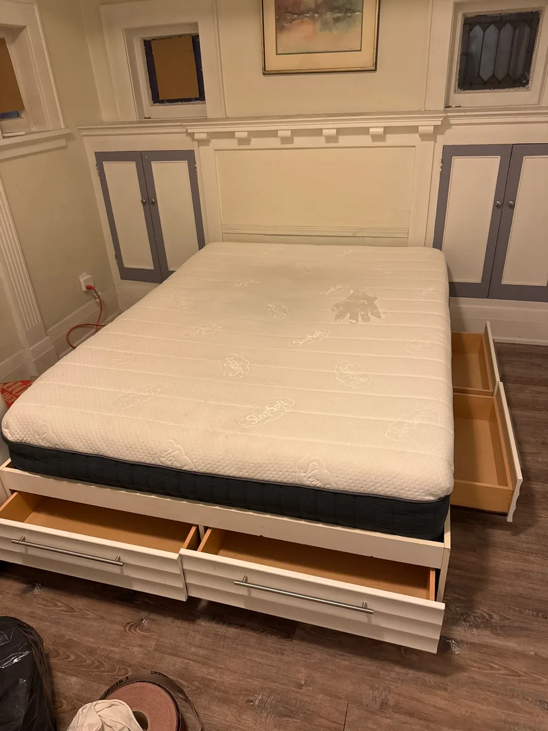 Double Size Bed with Drawers and Mattress thumbnail