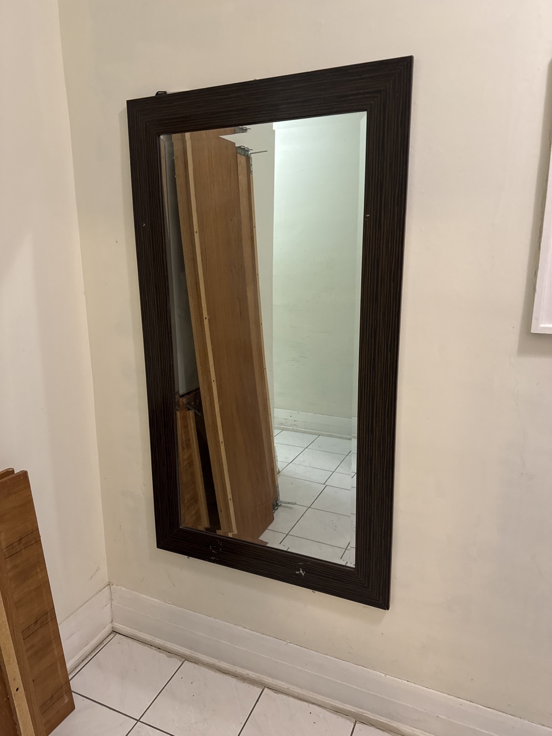 Large Dark Brown Framed Mirror