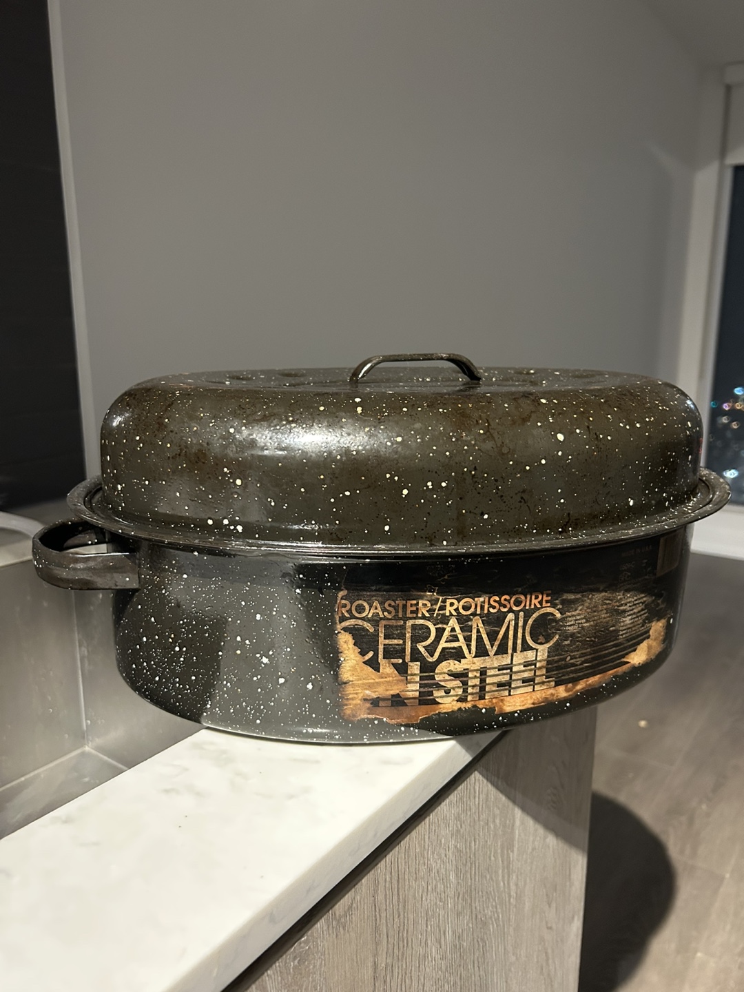 Vintage Ceramic Steel Roaster