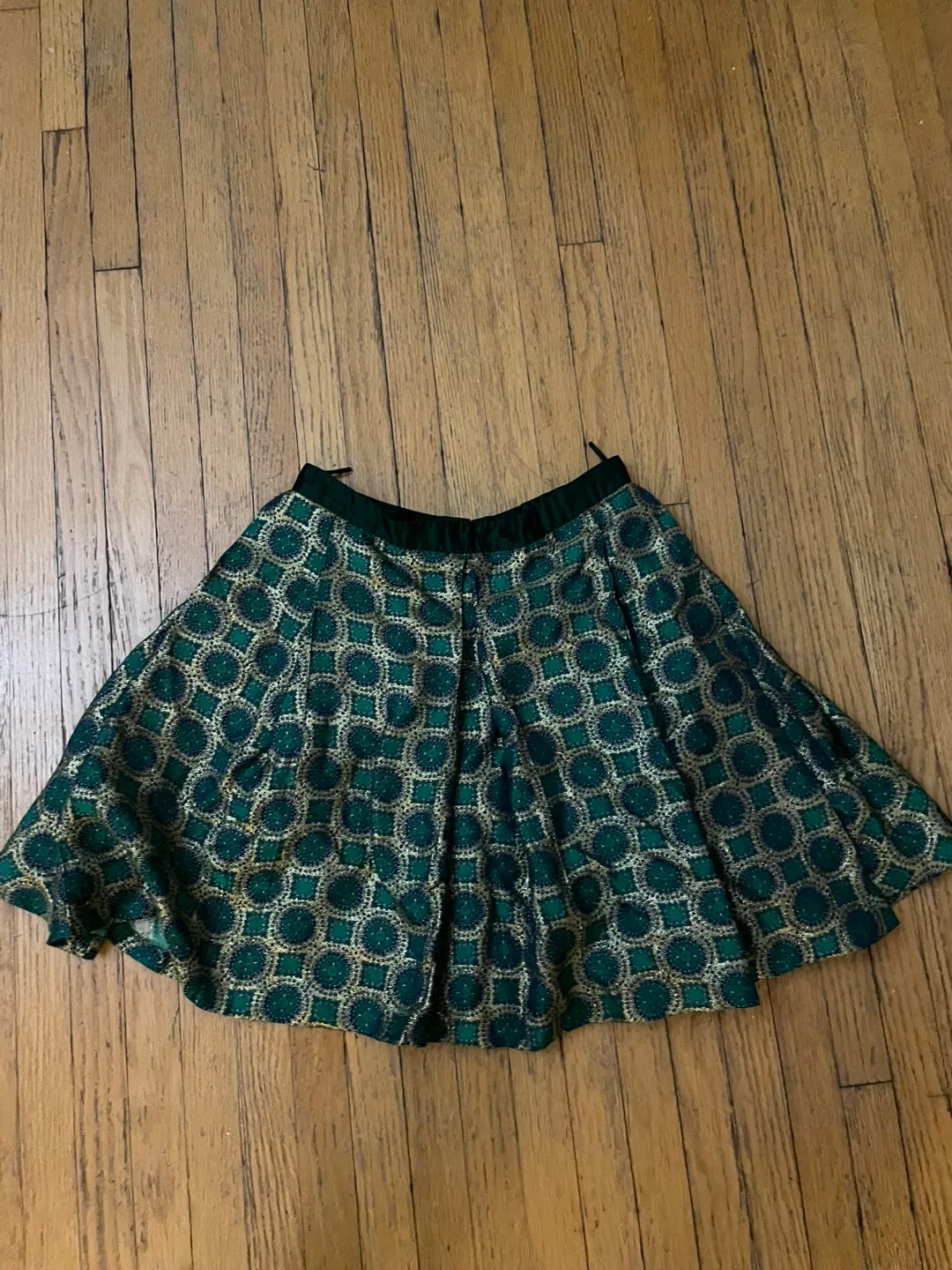 Kenzo Green and Gold Mini Skirt, Size 36 thumbnail