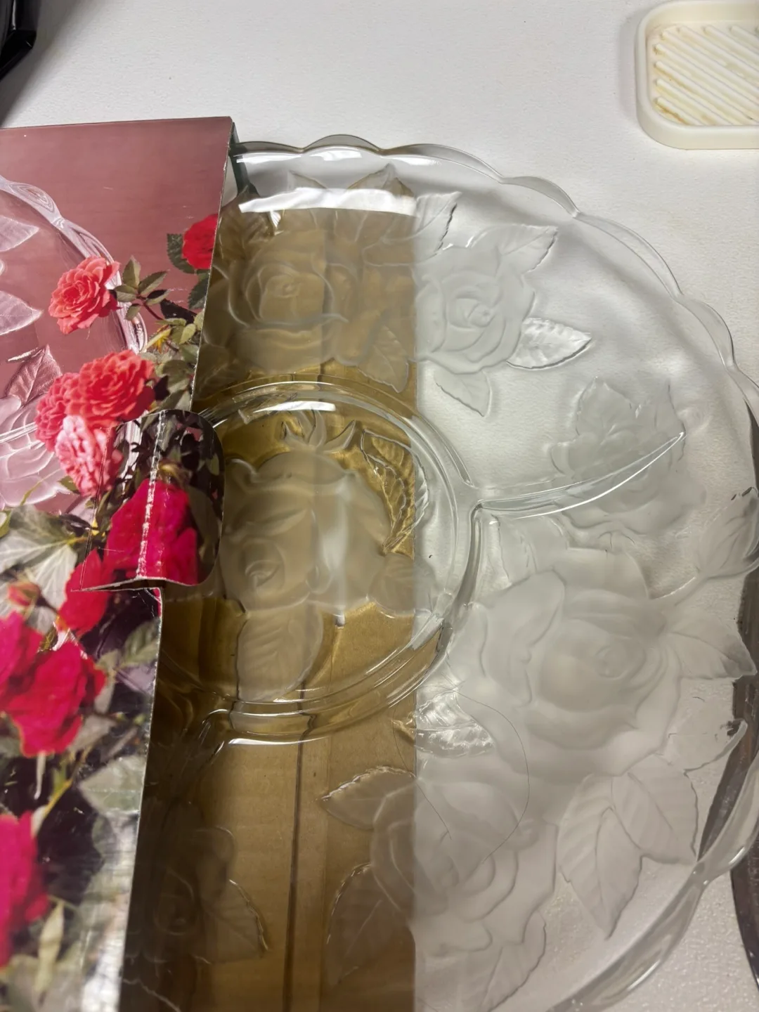 Vintage Glass Rose Serving Platter image indicator(2)