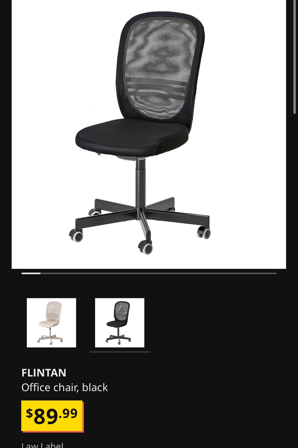 FLINTAN IKEA Office Chair - Black - photo 3