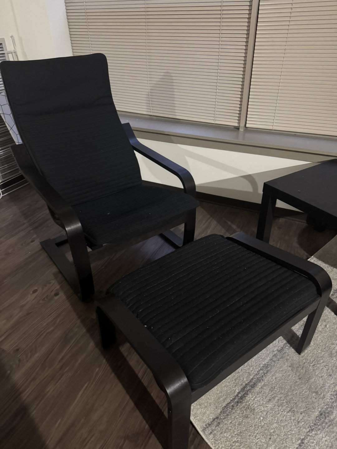 IKEA POÄNG Armchair and Ottoman - Black-Brown/Knisa Black - photo 4