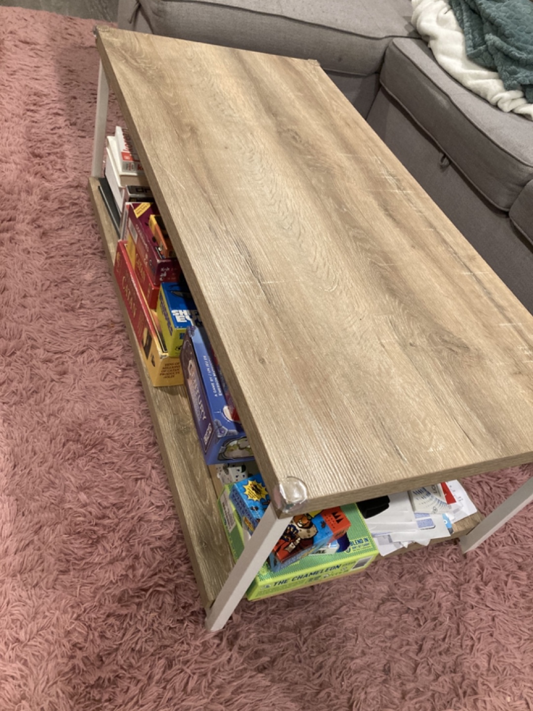 Wood Coffee Table with White Metal Frame - photo 3