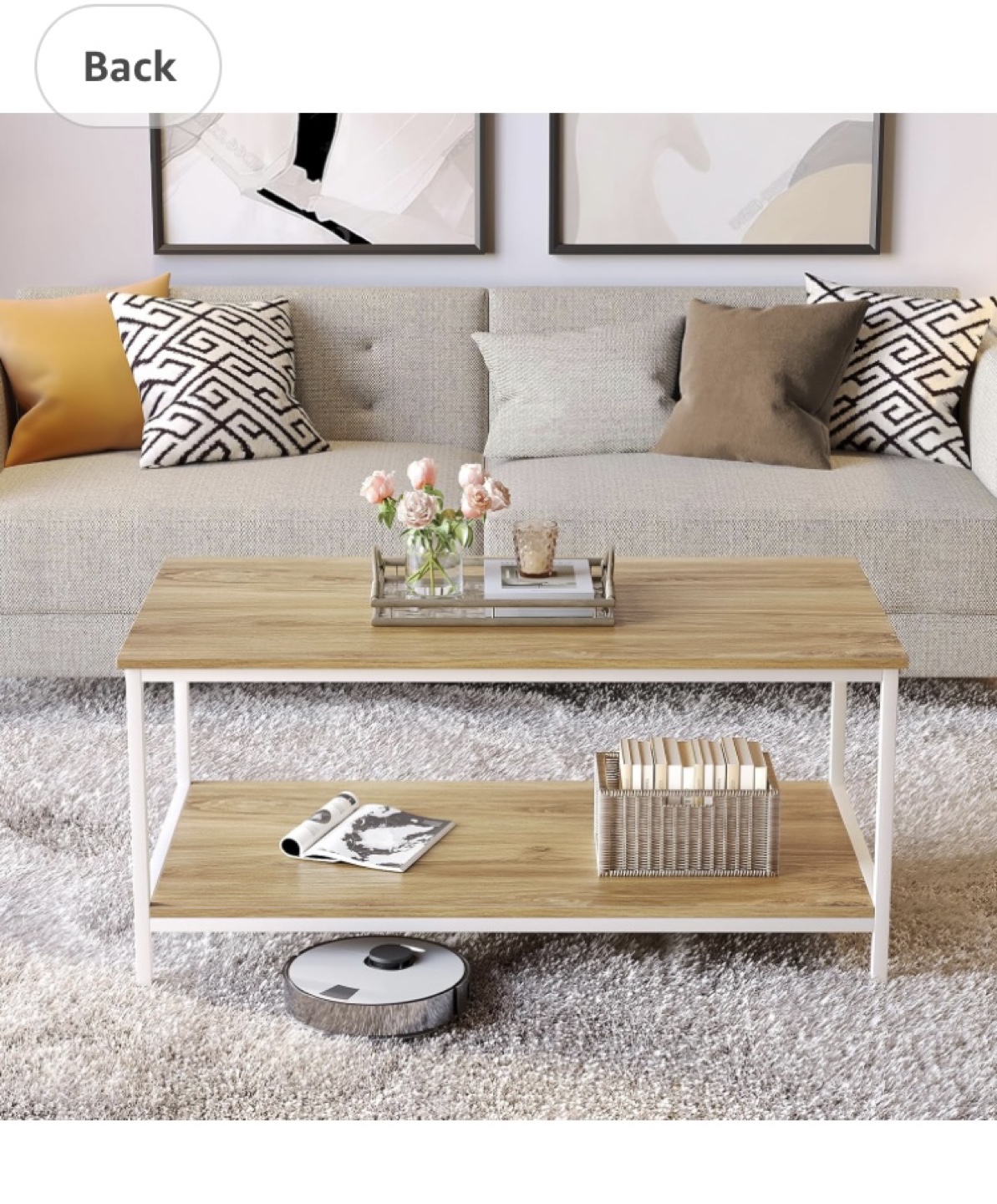 Wood Coffee Table with White Metal Frame - photo 2