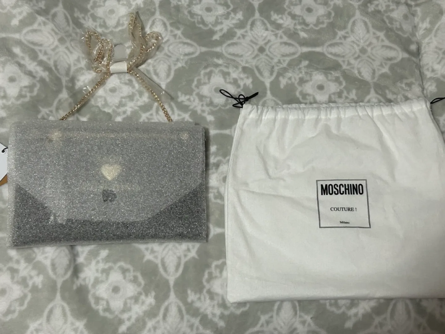 Love Moschino Black Envelope Clutch Bag with Gold Chain image indicator(2)