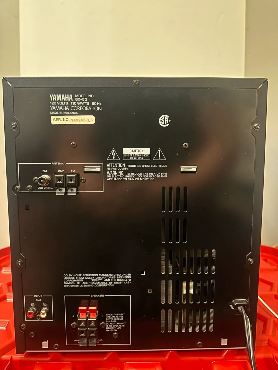 Yamaha GX-50 audio system with remote, Motley Crue cassette tape image indicator(6)