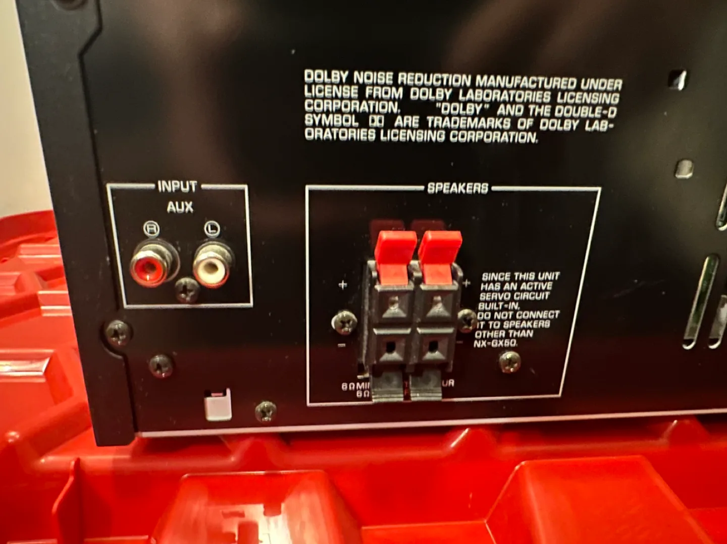 Yamaha GX-50 audio system with remote, Motley Crue cassette tape image indicator(8)