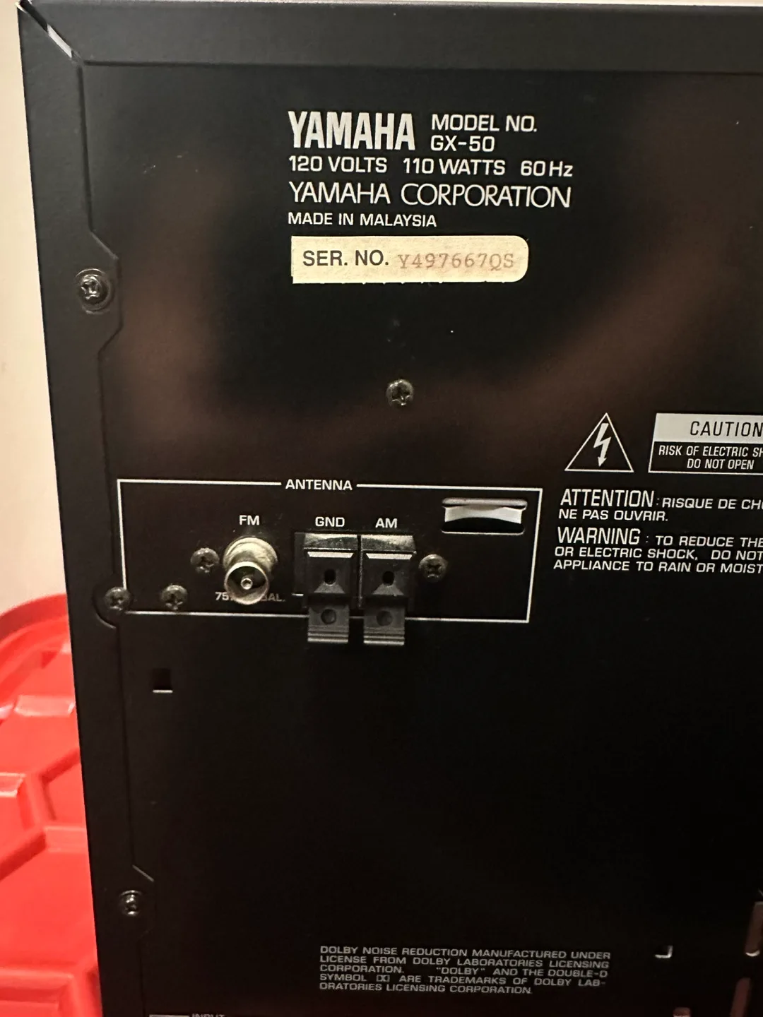 Yamaha GX-50 audio system with remote, Motley Crue cassette tape image indicator(7)