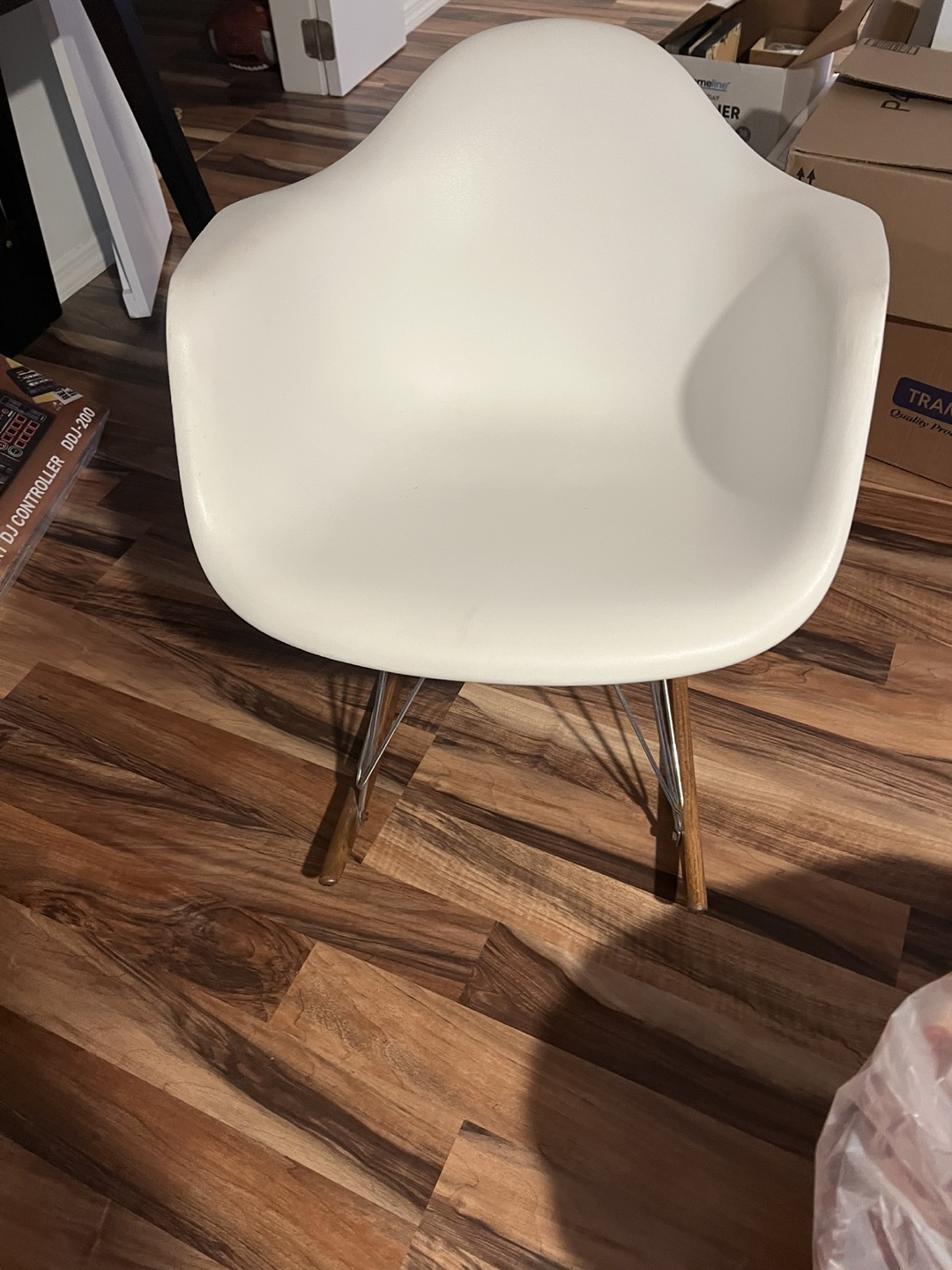 White Plastic Rocking Chair with Metal Legs - photo 2