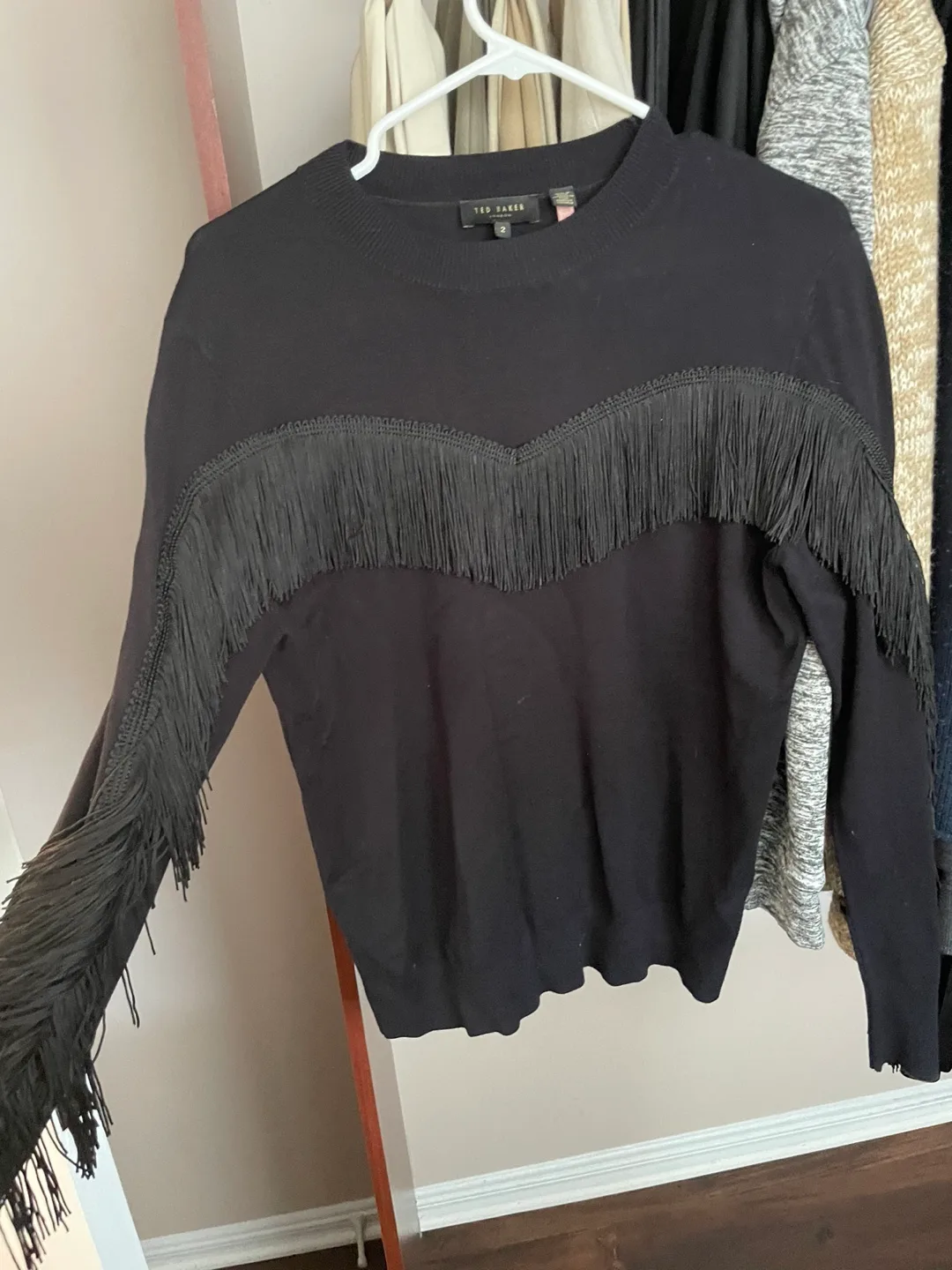 Ted Baker Black Fringe Detail Sweater image indicator(2)