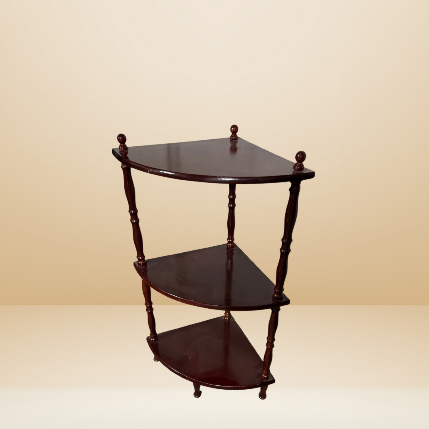 Vintage Dark Red Corner Shelf - Elegant and Space-Saving