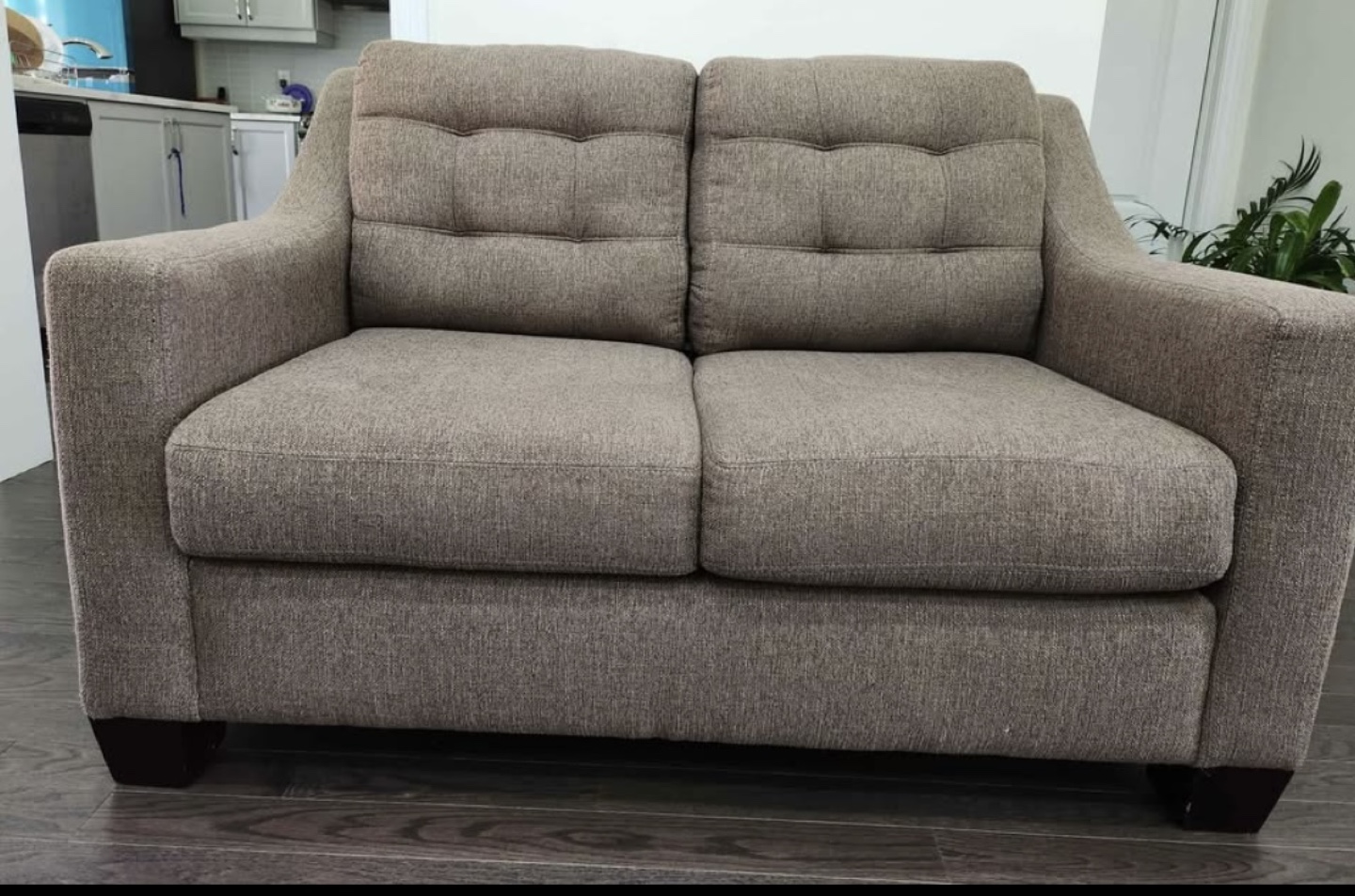 Brown Fabric Loveseat