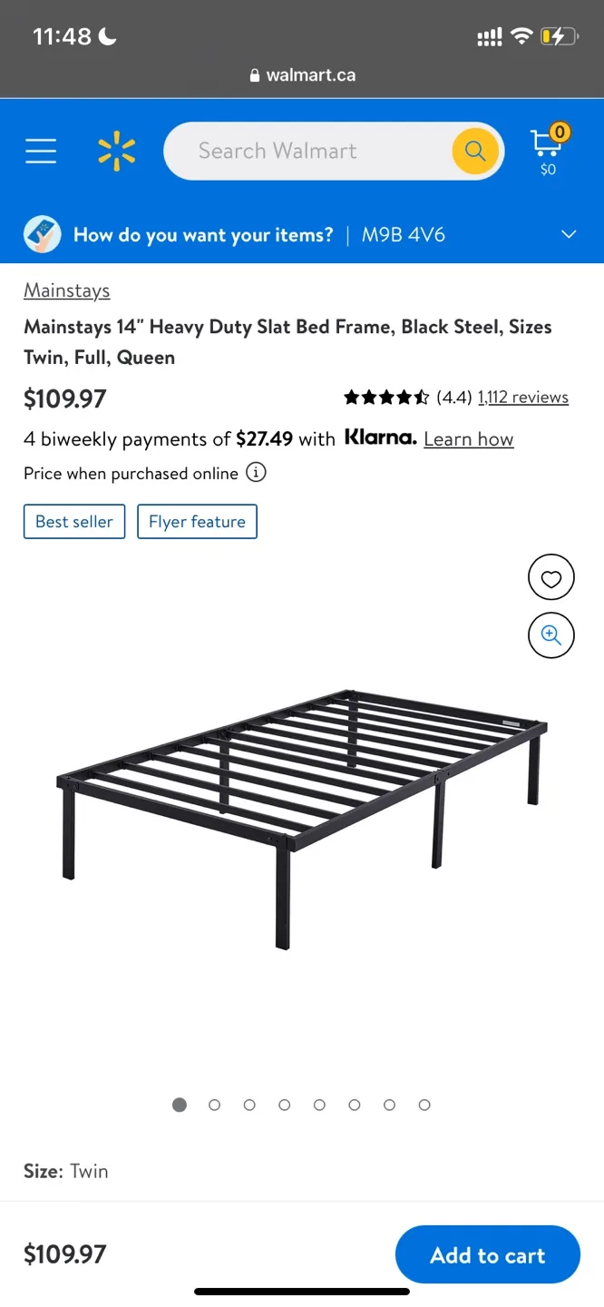 Mainstays 14" Heavy Duty Slat Bed Frame - Twin image indicator(2)