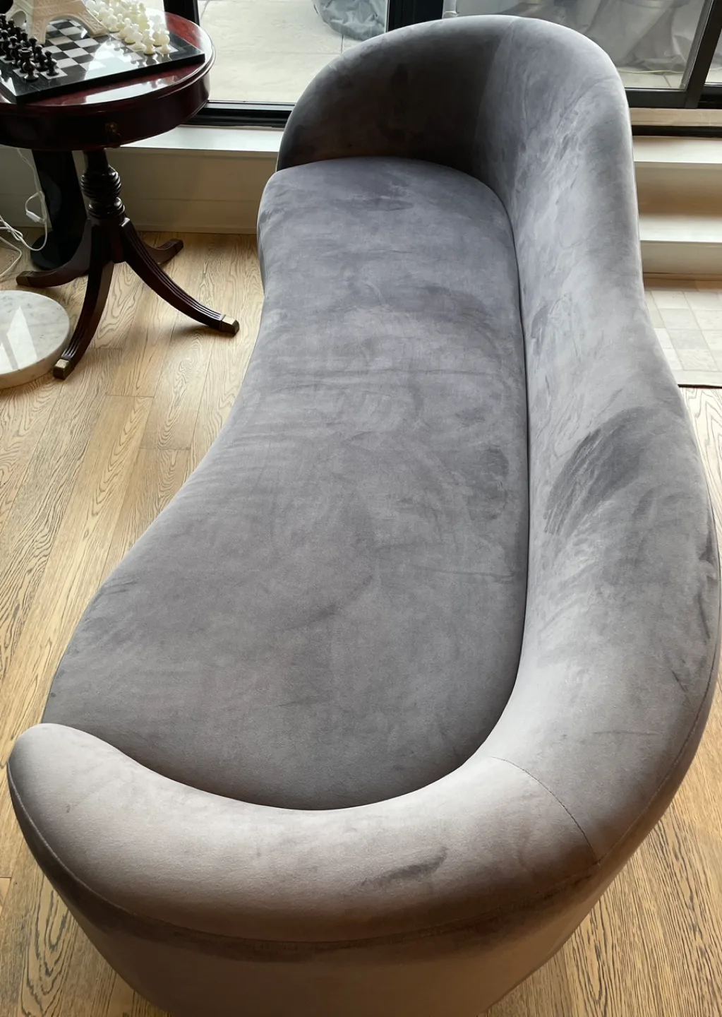 Curved Grey Velvet Sofa image indicator(2)