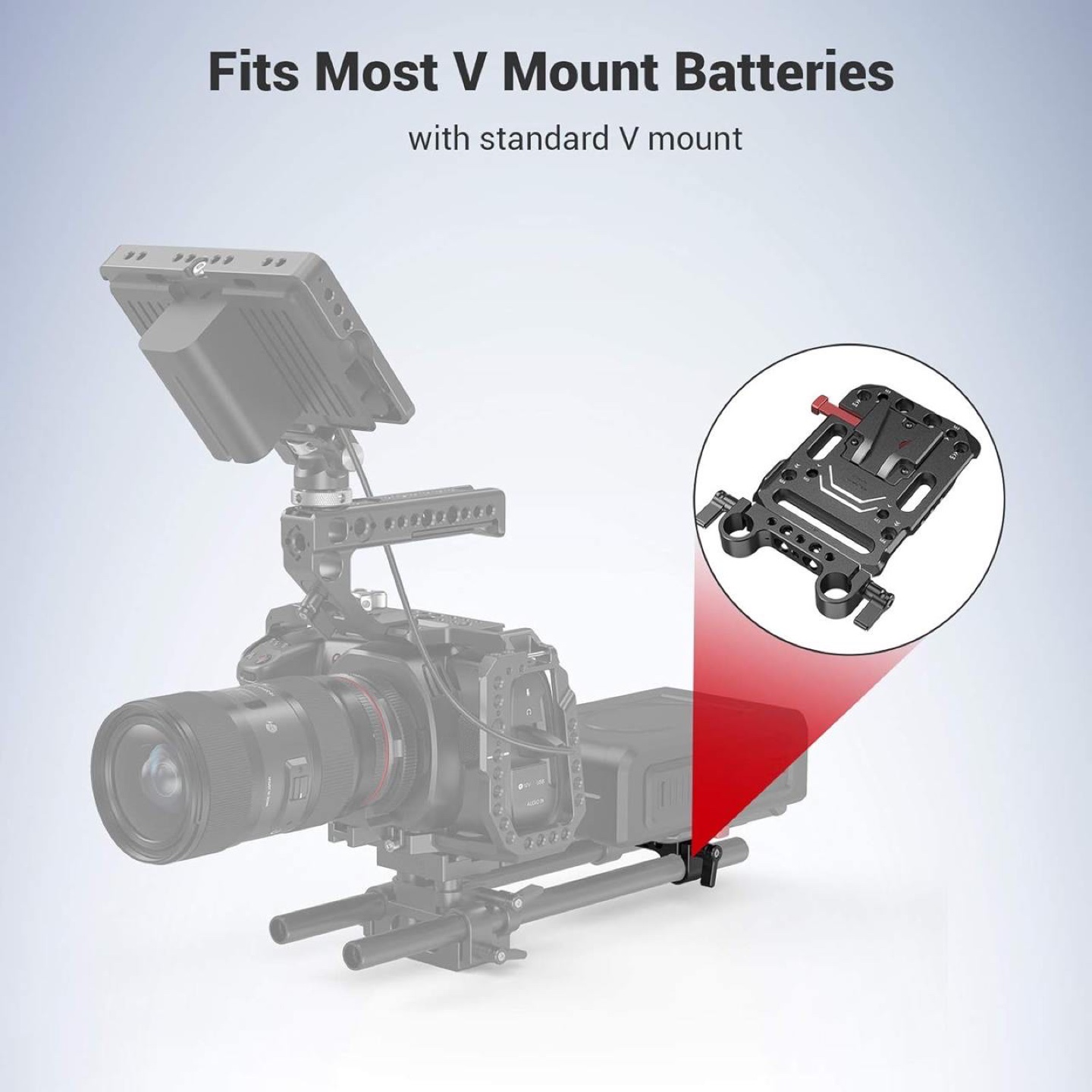 SmallRig V Mount Battery Plate with Dual 15mm Rod Clamp - photo 4