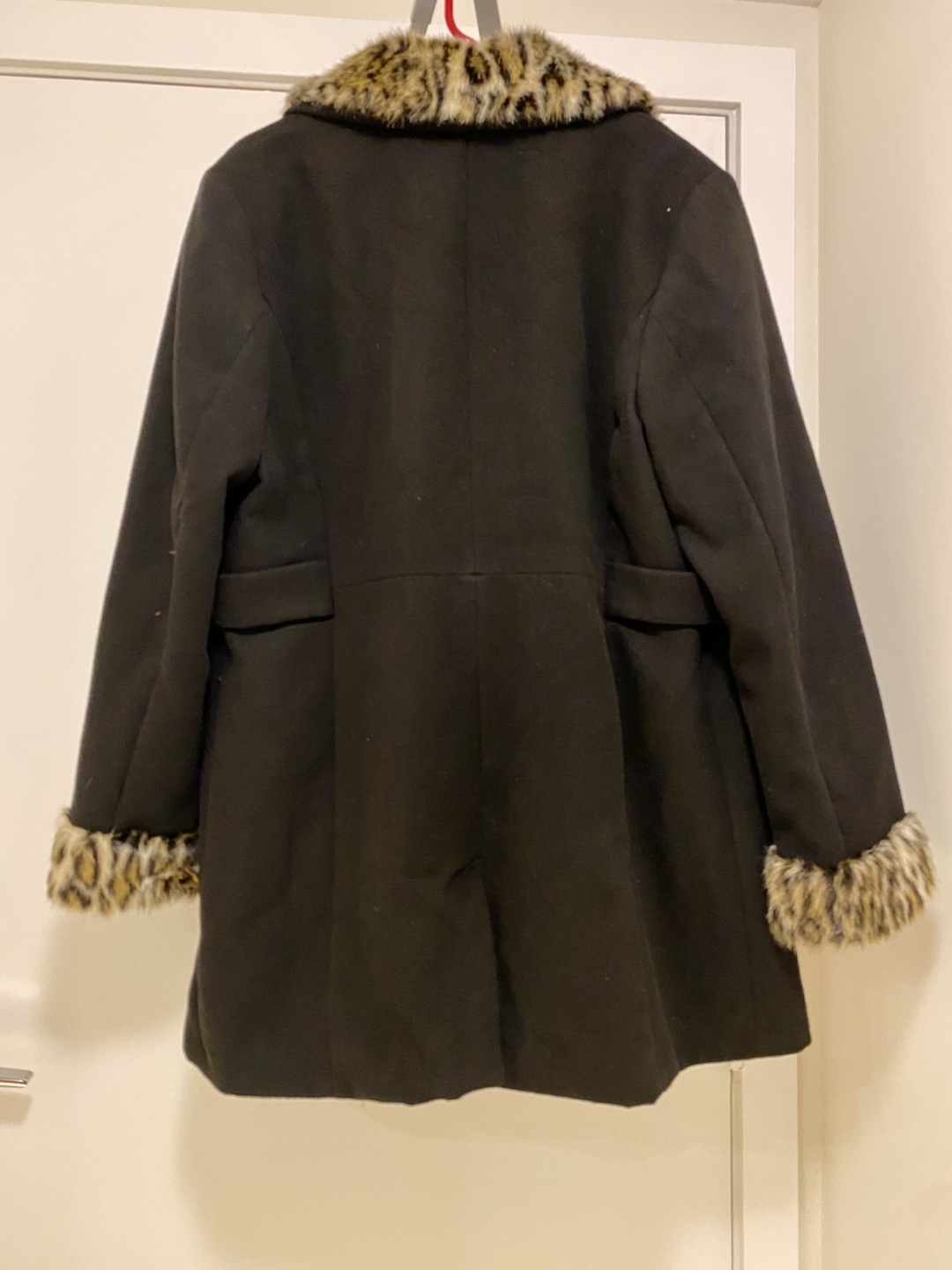 Style & Co Black Jacket with Leopard Print Faux Fur Trim - photo 2