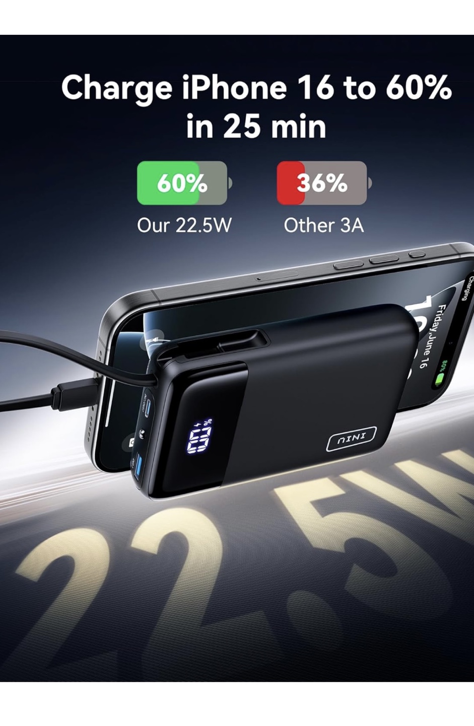 INIU 20000mAh Portable Charger Power Bank- Black - photo 5