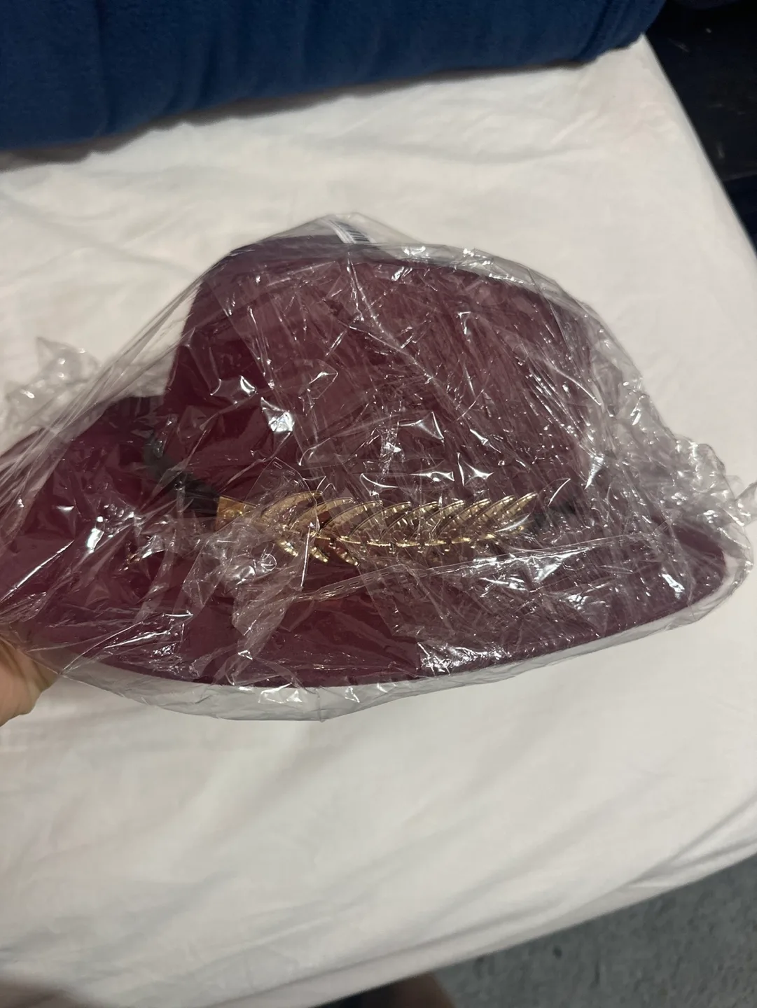 Burgundy Felt Fedora with Gold Accent image indicator(2)