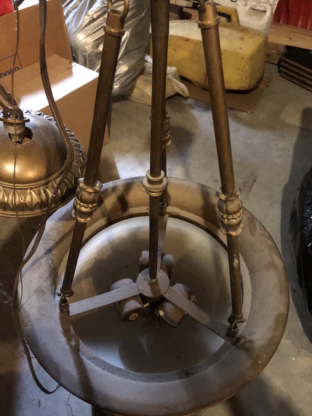 Antique Brass and Glass Chandelier - photo 2