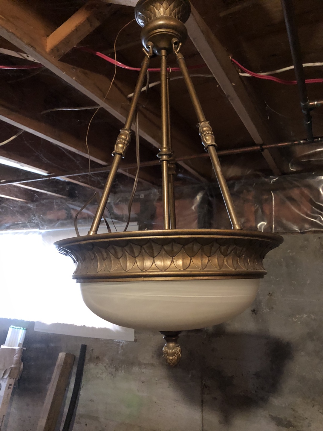Antique Brass and Glass Chandelier