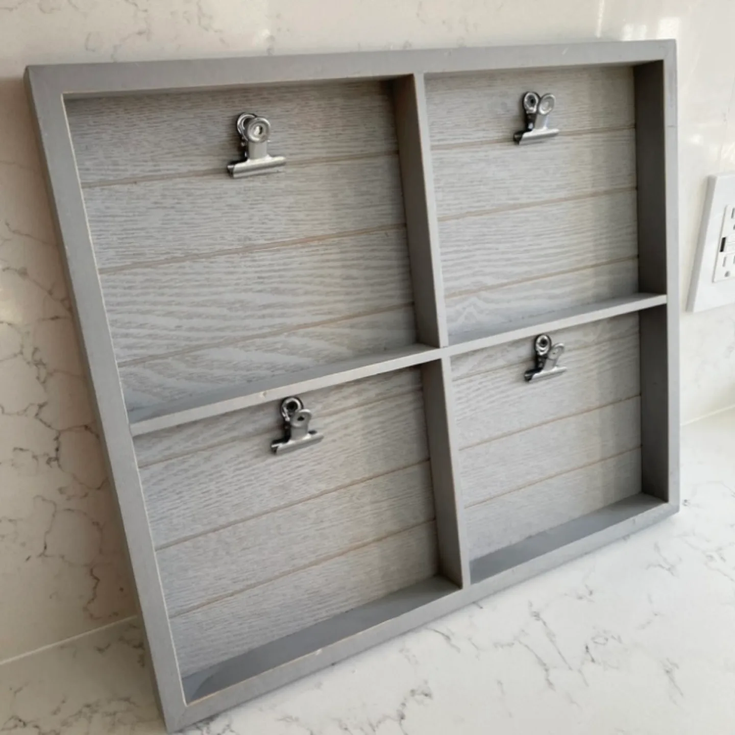 Grey Wood Photo Display Frame with Clips image indicator(2)