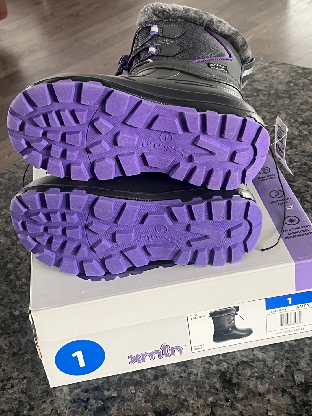 XMTN Kids Winter Boots - Size 1 - Purple & Grey - photo 4